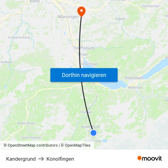 Kandergrund to Konolfingen map
