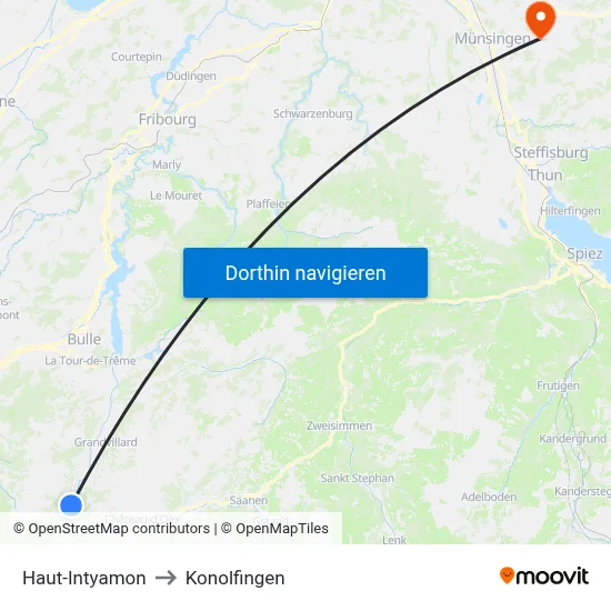 Haut-Intyamon to Konolfingen map