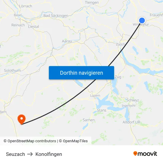 Seuzach to Konolfingen map