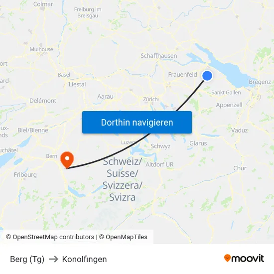 Berg (Tg) to Konolfingen map