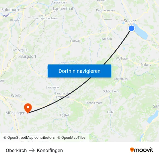 Oberkirch to Konolfingen map