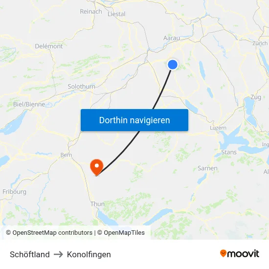 Schöftland to Konolfingen map