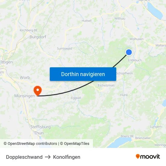 Doppleschwand to Konolfingen map