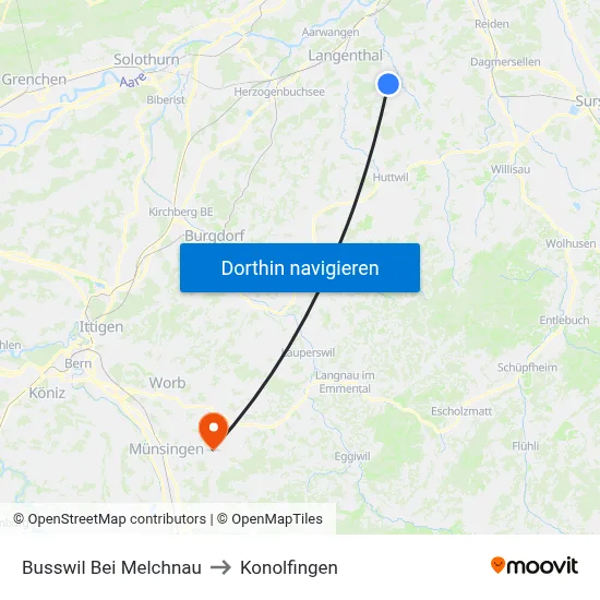 Busswil Bei Melchnau to Konolfingen map