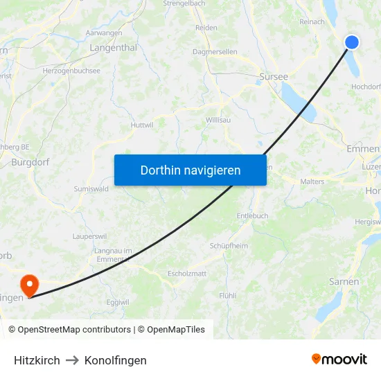 Hitzkirch to Konolfingen map