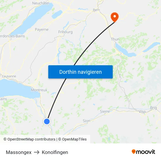 Massongex to Konolfingen map