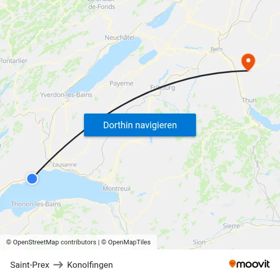 Saint-Prex to Konolfingen map