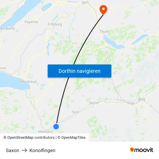 Saxon to Konolfingen map