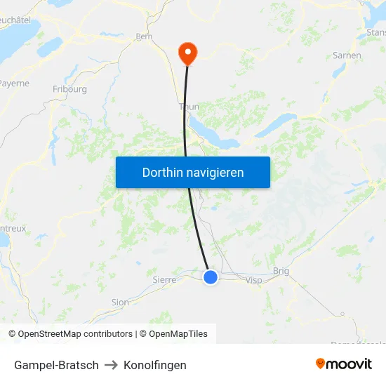 Gampel-Bratsch to Konolfingen map