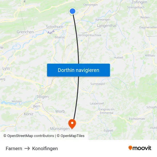 Farnern to Konolfingen map