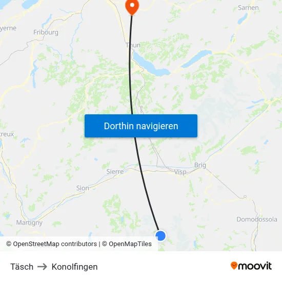 Täsch to Konolfingen map