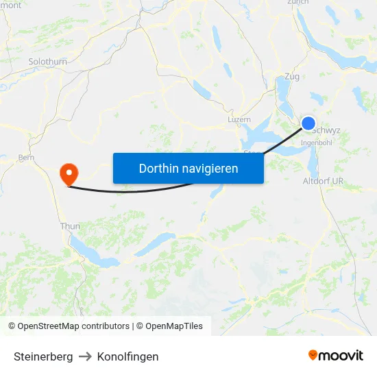 Steinerberg to Konolfingen map