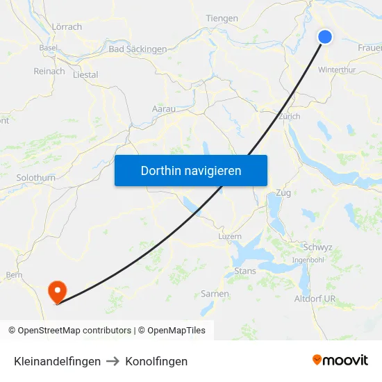 Kleinandelfingen to Konolfingen map
