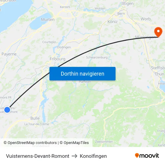 Vuisternens-Devant-Romont to Konolfingen map