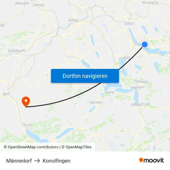 Männedorf to Konolfingen map