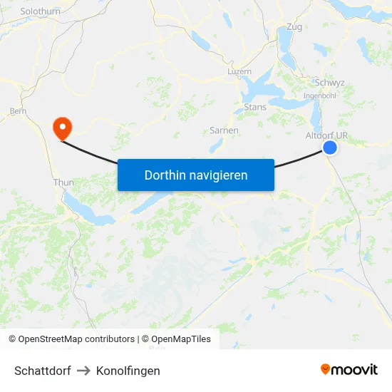 Schattdorf to Konolfingen map