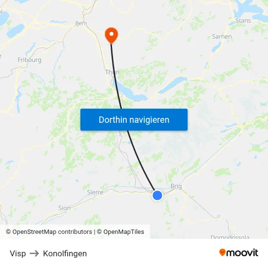 Visp to Konolfingen map