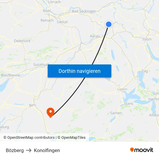 Bözberg to Konolfingen map