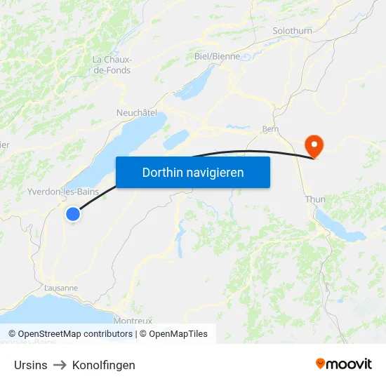 Ursins to Konolfingen map