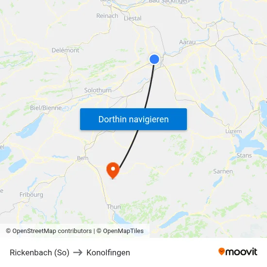 Rickenbach (So) to Konolfingen map