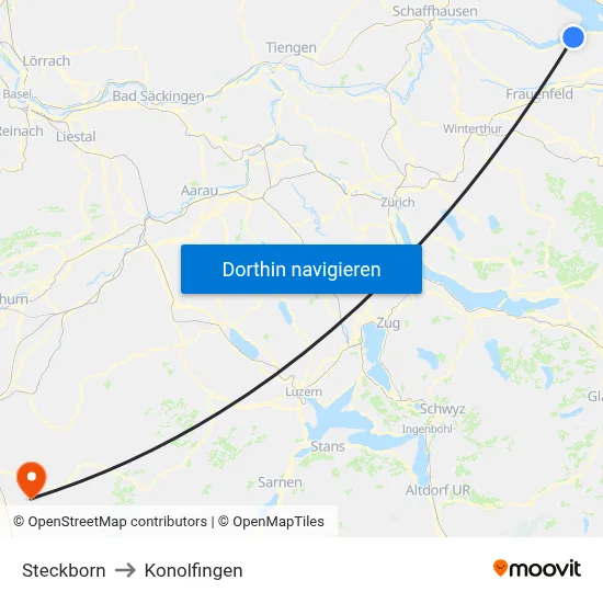 Steckborn to Konolfingen map
