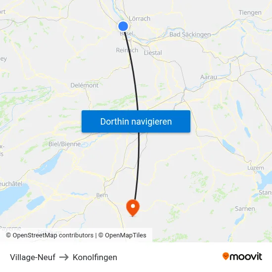 Village-Neuf to Konolfingen map