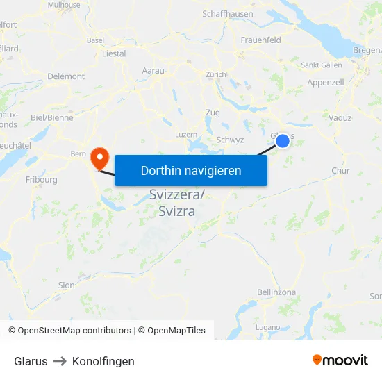 Glarus to Konolfingen map