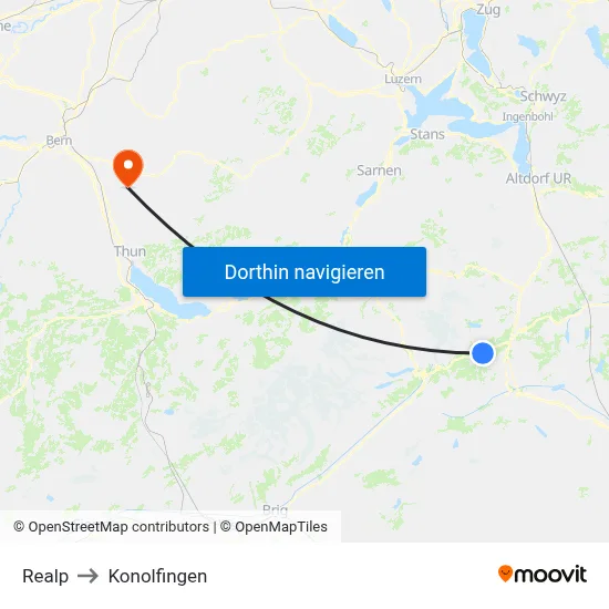 Realp to Konolfingen map