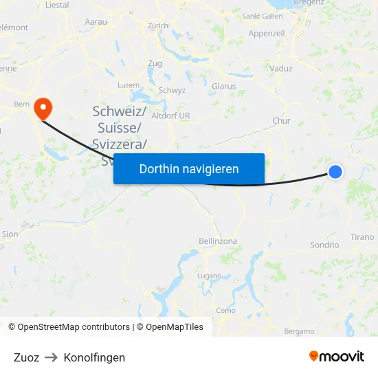 Zuoz to Konolfingen map