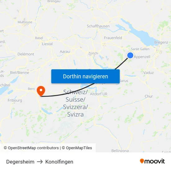 Degersheim to Konolfingen map