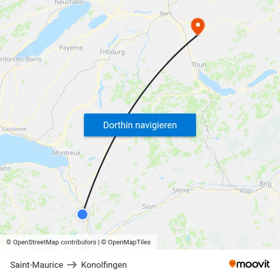 Saint-Maurice to Konolfingen map