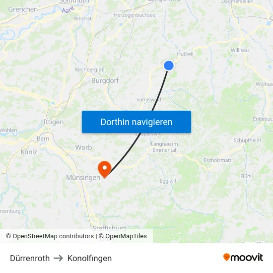 Dürrenroth to Konolfingen map