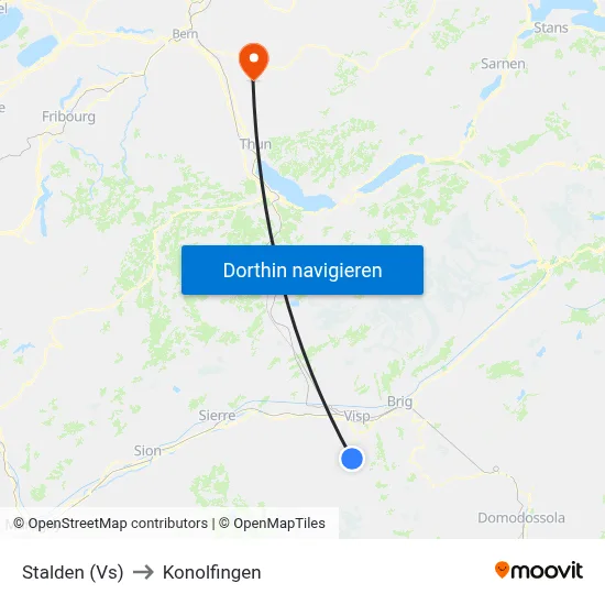 Stalden (Vs) to Konolfingen map