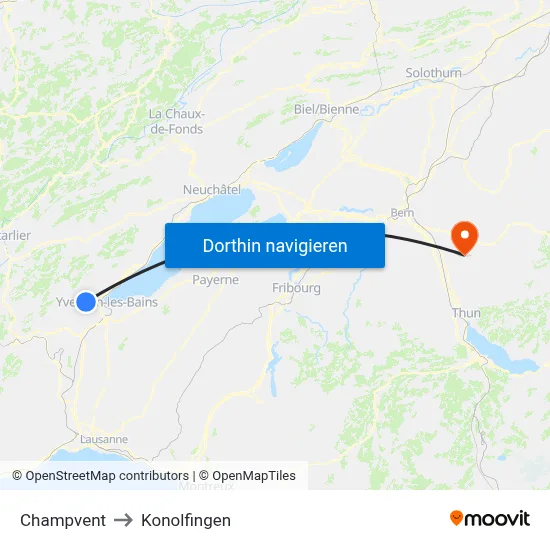 Champvent to Konolfingen map