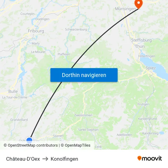 Château-D'Oex to Konolfingen map