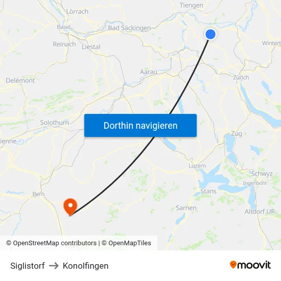 Siglistorf to Konolfingen map