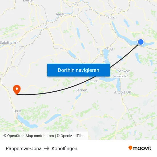 Rapperswil-Jona to Konolfingen map