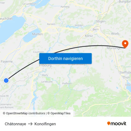 Châtonnaye to Konolfingen map