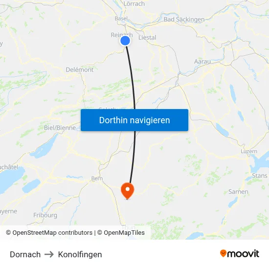 Dornach to Konolfingen map