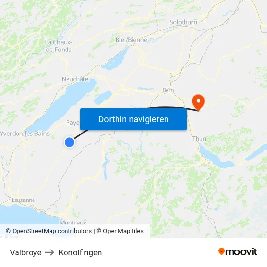 Valbroye to Konolfingen map