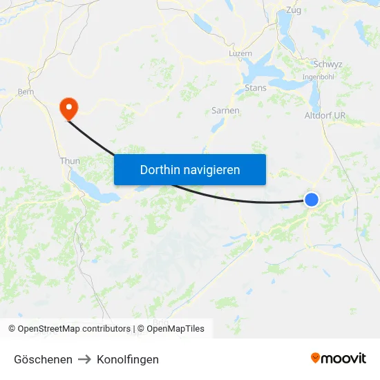 Göschenen to Konolfingen map