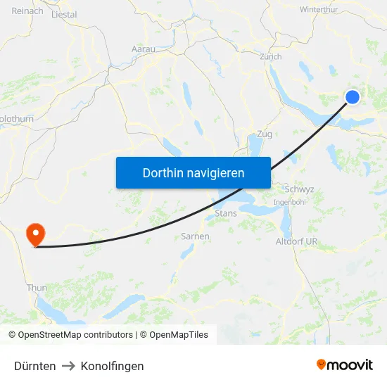 Dürnten to Konolfingen map