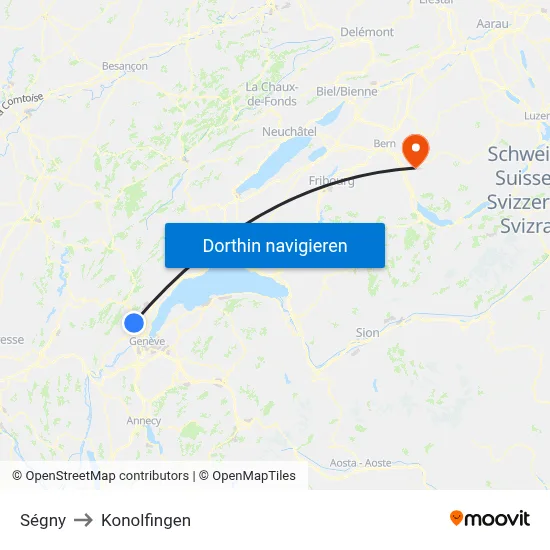 Ségny to Konolfingen map