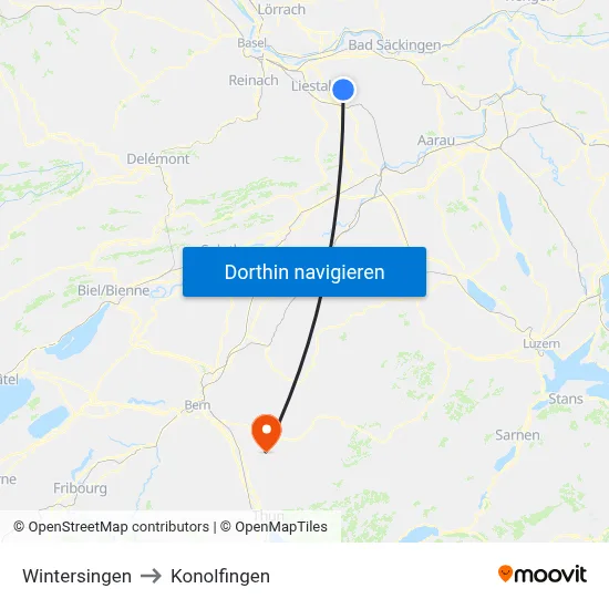 Wintersingen to Konolfingen map