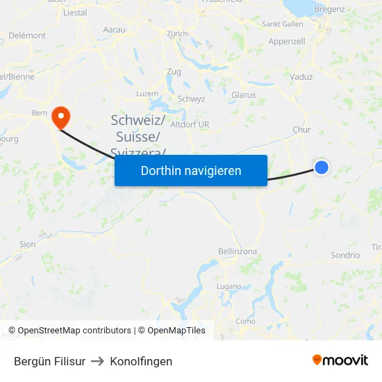 Bergün Filisur to Konolfingen map