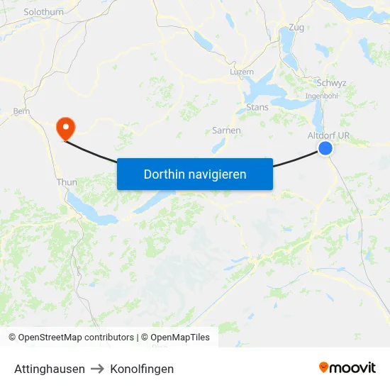 Attinghausen to Konolfingen map