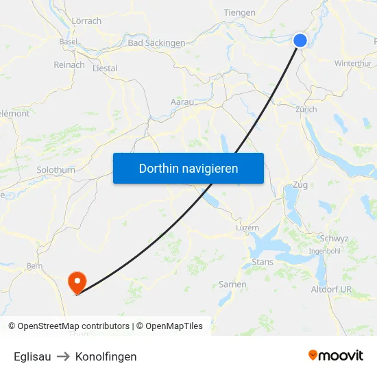 Eglisau to Konolfingen map