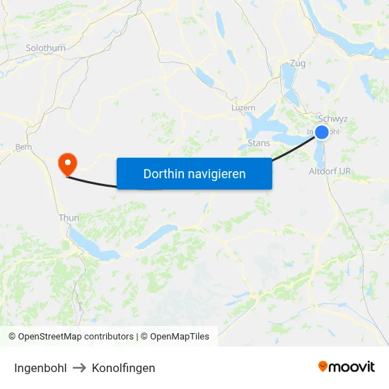 Ingenbohl to Konolfingen map