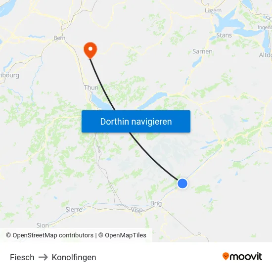 Fiesch to Konolfingen map