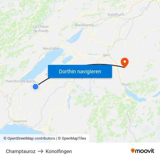 Champtauroz to Konolfingen map